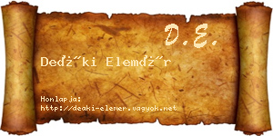 Deáki Elemér névjegykártya